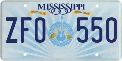 MS license plate ZFO550