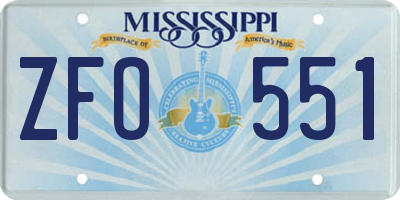 MS license plate ZFO551