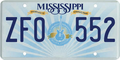 MS license plate ZFO552