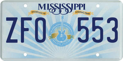 MS license plate ZFO553