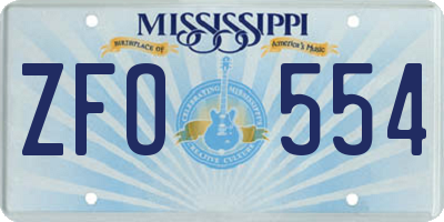 MS license plate ZFO554