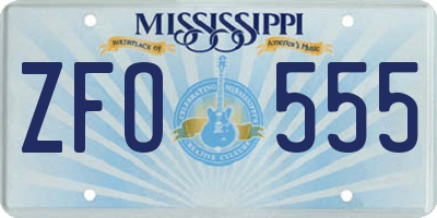 MS license plate ZFO555