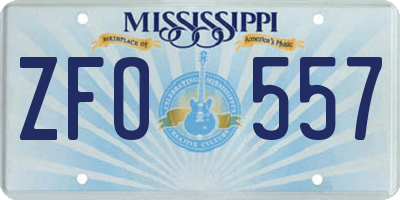 MS license plate ZFO557