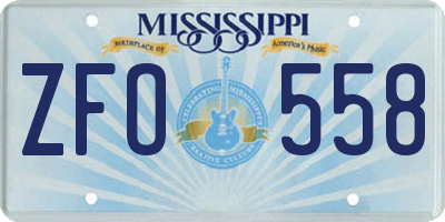 MS license plate ZFO558