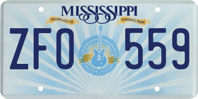 MS license plate ZFO559