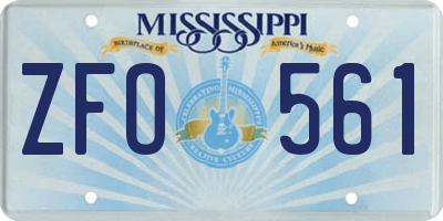 MS license plate ZFO561