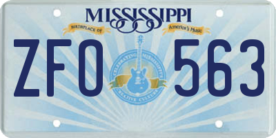 MS license plate ZFO563