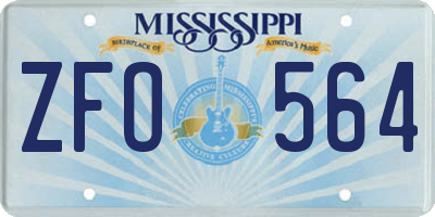 MS license plate ZFO564