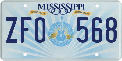 MS license plate ZFO568