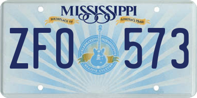 MS license plate ZFO573