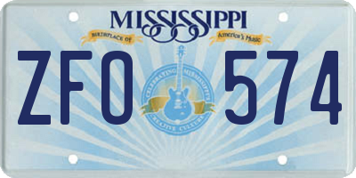 MS license plate ZFO574