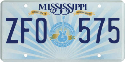 MS license plate ZFO575