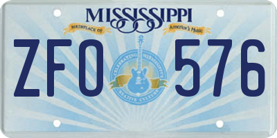 MS license plate ZFO576
