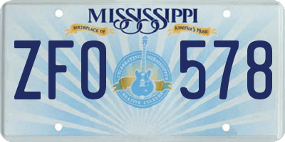 MS license plate ZFO578