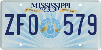 MS license plate ZFO579