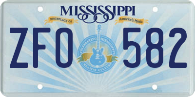 MS license plate ZFO582