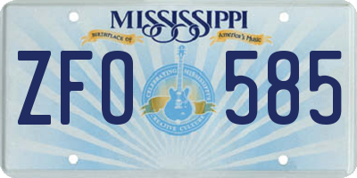 MS license plate ZFO585