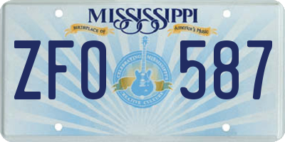 MS license plate ZFO587
