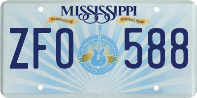 MS license plate ZFO588