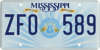 MS license plate ZFO589