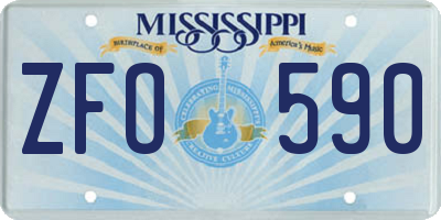 MS license plate ZFO590