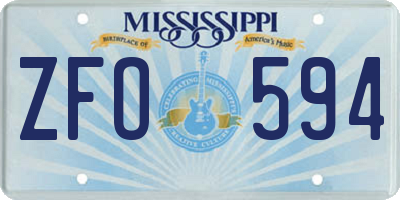MS license plate ZFO594