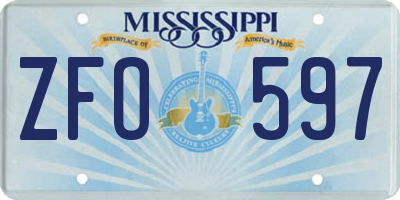 MS license plate ZFO597