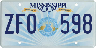 MS license plate ZFO598