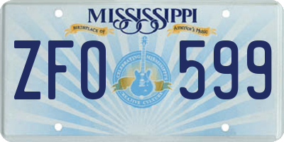 MS license plate ZFO599