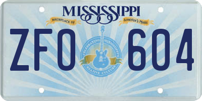 MS license plate ZFO604