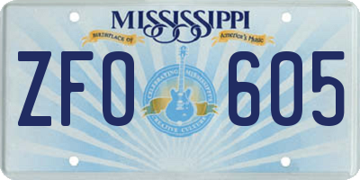 MS license plate ZFO605