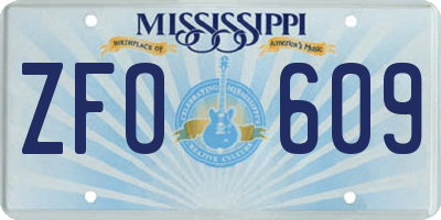 MS license plate ZFO609