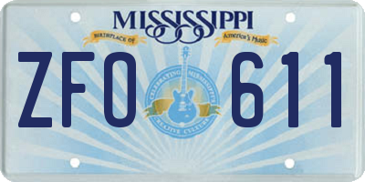 MS license plate ZFO611