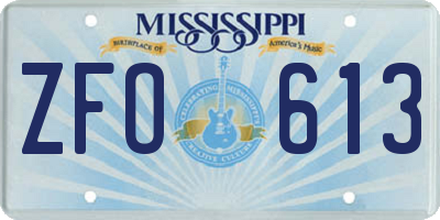 MS license plate ZFO613
