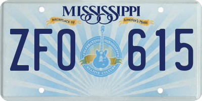 MS license plate ZFO615