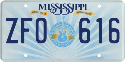 MS license plate ZFO616