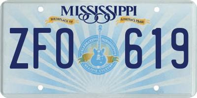 MS license plate ZFO619