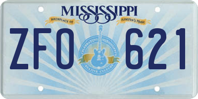 MS license plate ZFO621