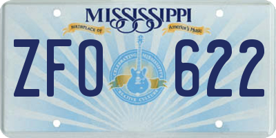 MS license plate ZFO622