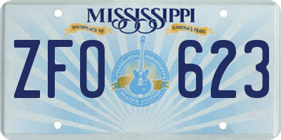 MS license plate ZFO623