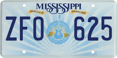 MS license plate ZFO625
