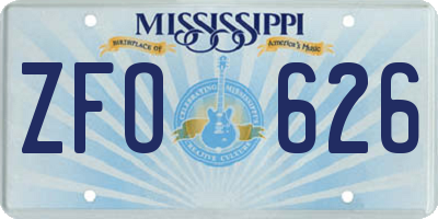 MS license plate ZFO626