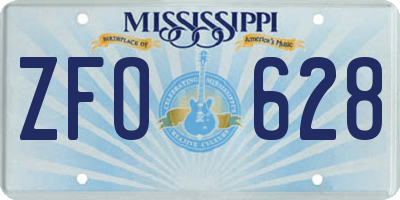 MS license plate ZFO628