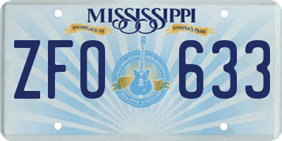 MS license plate ZFO633