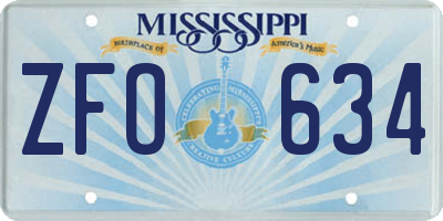 MS license plate ZFO634