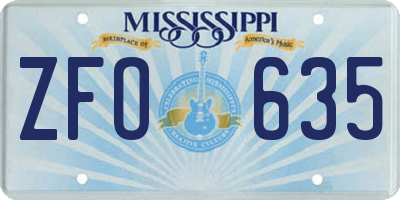MS license plate ZFO635