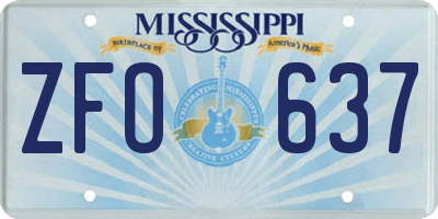 MS license plate ZFO637