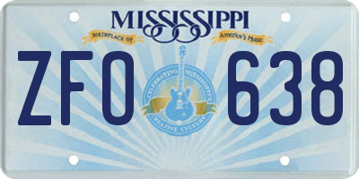 MS license plate ZFO638