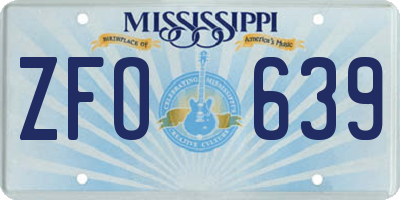 MS license plate ZFO639