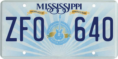 MS license plate ZFO640